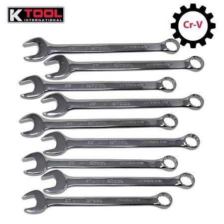 K-TOOL INTERNATIONAL Metric Combo Wrench Set, 20mm-28mm, 9 pcs. KTI-41801
